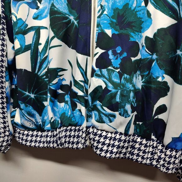 Ashley Steward Sport Jacket Women Size XL Blue Green Floral Full Zip Activewear - Picture 4 of 8